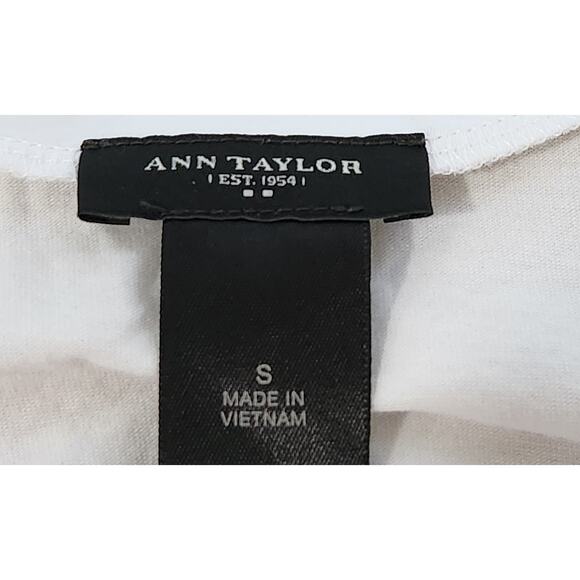 Ann Taylor White Satin Trim Scoop Neck Tank Top Small Lightweight Dressy Soft - Picture 5 of 7